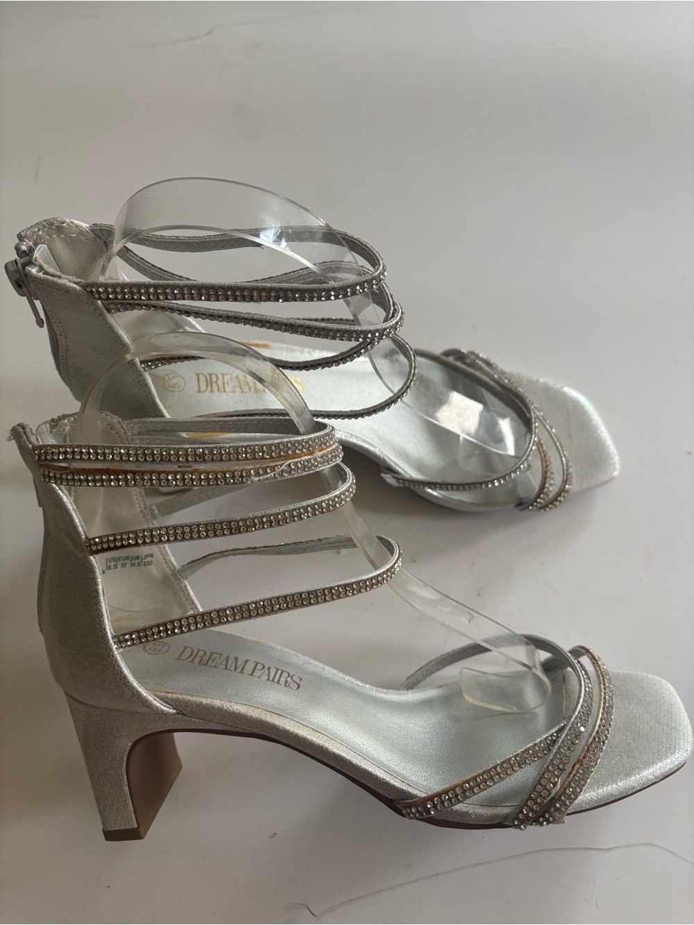 Silver Strappy Rhinestone High Heel Sandals
